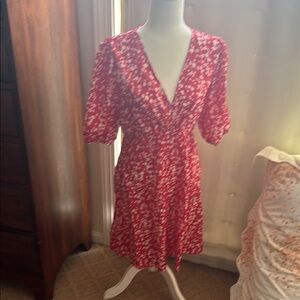 Floral Red Wrap Dress